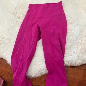 Lululemon Wunder Under Leggings 7/8 Neon Pink Size 4